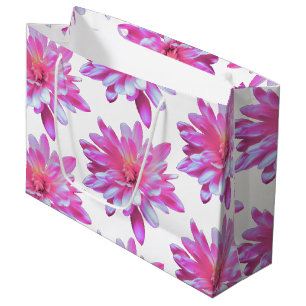 Bolsa De Regalo Grande Patrón de margarita rosada, patrón floral de bonit