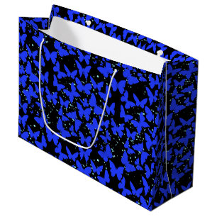 Bolsa De Regalo Grande Patrón de mariposas azules C01.b BG negro
