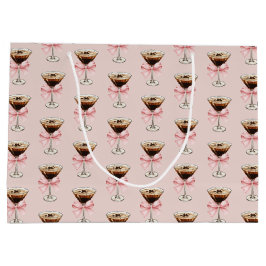 Bolsa De Regalo Grande Patrón de Martini de Espresso Rosa