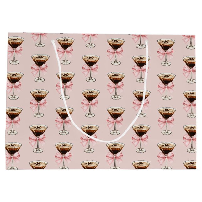 Bolsa De Regalo Grande Patrón de Martini de Espresso Rosa (Reverso)