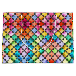 Bolsa De Regalo Grande Patrón de mosaico del arco iris