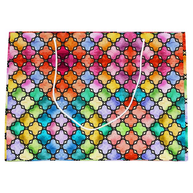 Bolsa De Regalo Grande Patrón de mosaico del arco iris (Anverso)