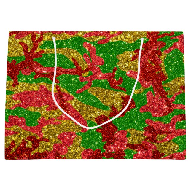 Bolsa De Regalo Grande Patrón De Navidad De Oro De Haus Of Camo (Anverso)