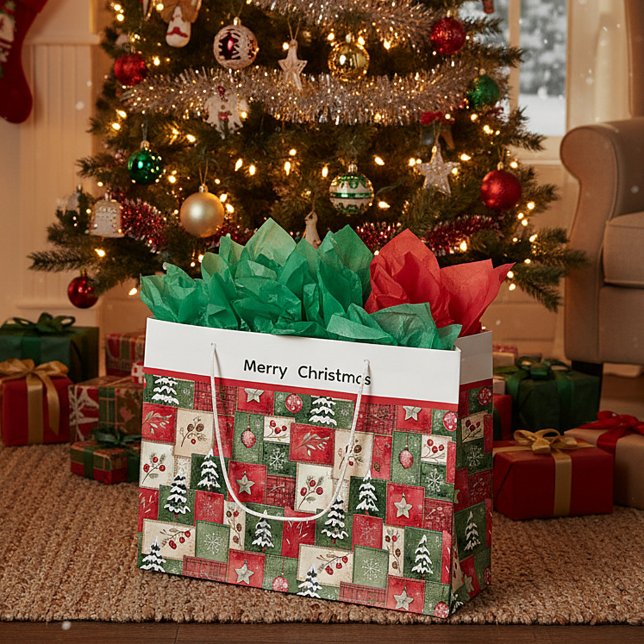 Bolsa De Regalo Grande Patrón de Navidad de patchwork campestre (Subido por el creador)