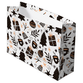 Bolsa De Regalo Grande Patrón de Navidades blancos y negros