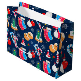 Bolsa De Regalo Grande Patrón de Navidades coloridos