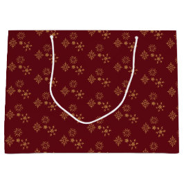 Bolsa De Regalo Grande Patrón de Navidades de copos de nieve dorados deco