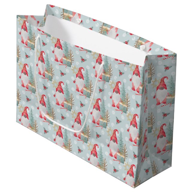 Bolsa De Regalo Grande Patrón de Navidades de Gnome (Angulo Anverso)