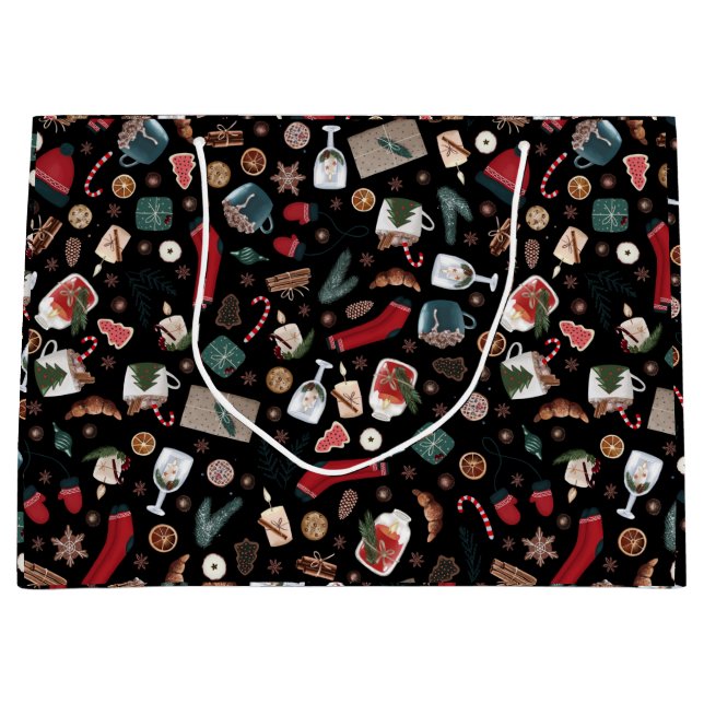 Bolsa De Regalo Grande Patrón de Navidades de hidrógeno oscuro (Anverso)