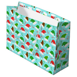 Bolsa De Regalo Grande Patrón de Navidades de sombreros y canas
