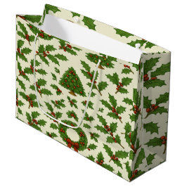 Bolsa De Regalo Grande Patrón de Navidades repetitivos festivos Holly y W