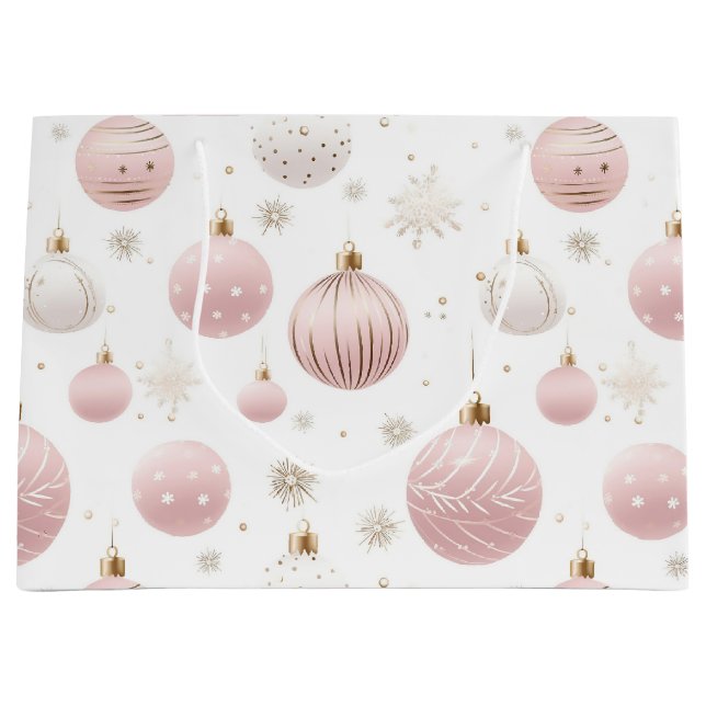 Bolsa De Regalo Grande Patrón de Navidades rosados (Anverso)