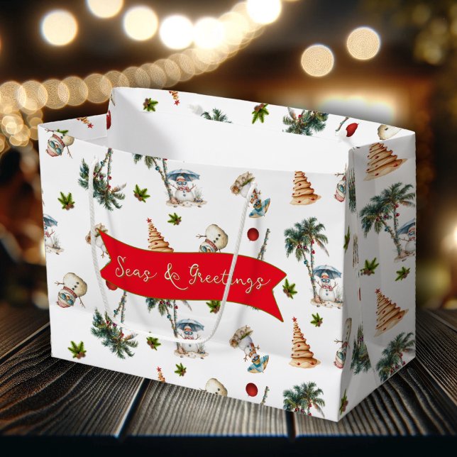 Bolsa De Regalo Grande Patrón de Navidades tropicales de palmeras (Subido por el creador)