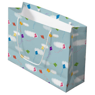 Bolsa De Regalo Grande Patrón de niños de cometas voladoras multicolores