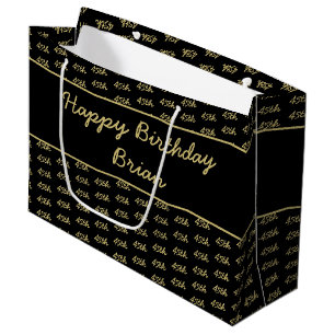 Bolsa De Regalo Grande Patrón de número de desvío de edad - Negro/Oro