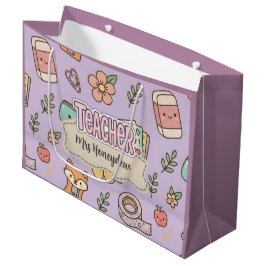 Bolsa De Regalo Grande Patrón de números de escuela de maestro púrpura 