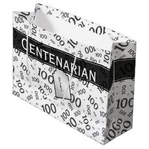 Bolsa De Regalo Grande Patrón de números negros centenarios
