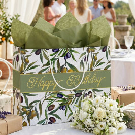 Bolsa De Regalo Grande Patrón de olivo en acuarela verde salvia estilo fr