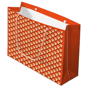 Bolsa De Regalo Grande Patrón de onda Art Deco - naranja de mandarina