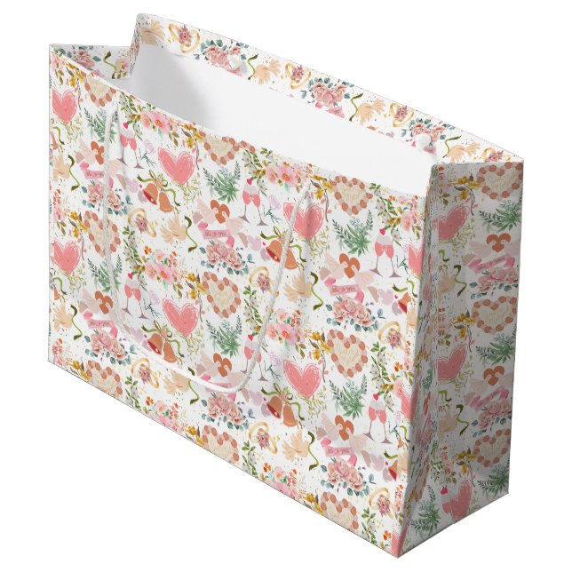 Bolsa De Regalo Grande patrón de ornamentos boda (Angulo Anverso)