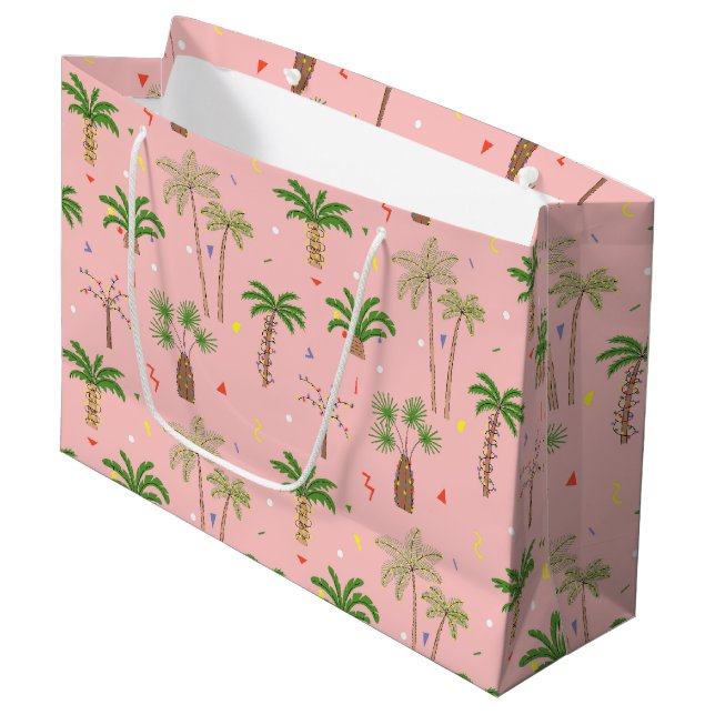 Bolsa De Regalo Grande Patrón de palmeras de Navidades tropicales (Angulo Anverso)