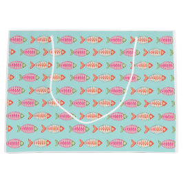 Bolsa De Regalo Grande Patrón de peces de verano costero colorido