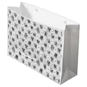 Bolsa De Regalo Grande Patrón de perro con huesos y huellas de pata