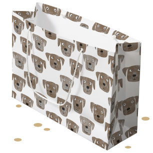 Bolsa De Regalo Grande Patrón de perro recuperador de chocolate lindo