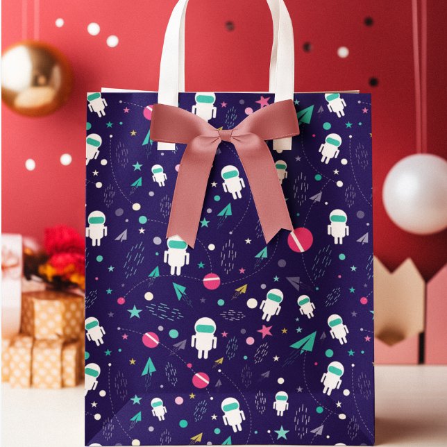 Bolsa De Regalo Grande Patrón de Personalizado astronauta espacial (gift bag, birthday surprise gift bag, teddy bear gift bag, wine gift bag, travel bag, use and throw )