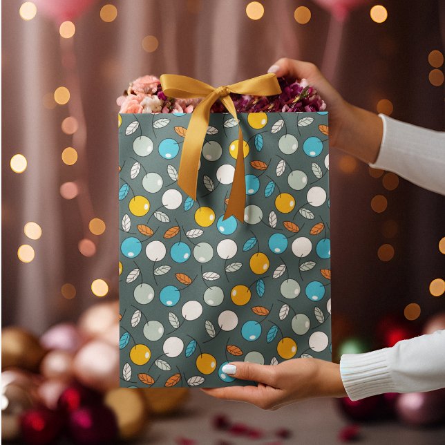 Bolsa De Regalo Grande Patrón de Personalizado de frutos de cerezo (gift bag, birthday surprise gift bag, teddy bear gift bag, wine gift bag, travel bag, use and throw )