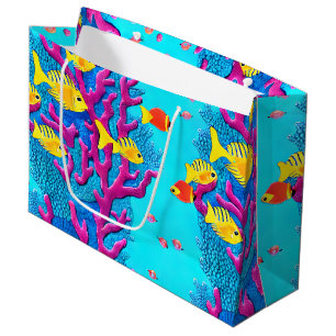 Bolsa De Regalo Grande Patrón de pescado tropical sin foco