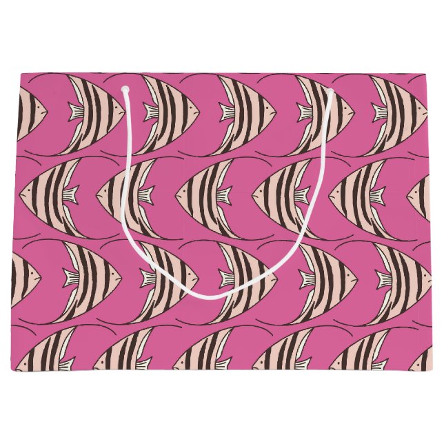 Bolsa De Regalo Grande Patrón de pez rosa liso (Anverso)