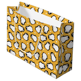 Bolsa De Regalo Grande Patrón de pingüino amarillo lindo