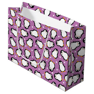 Bolsa De Regalo Grande Patrón de pingüino puro Patrón púrpura