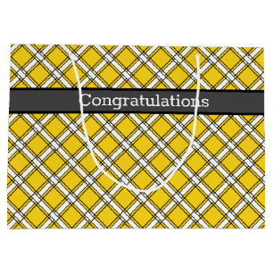Bolsa De Regalo Grande Patrón de plaqueta amarillo y blanco