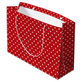 Bolsa De Regalo Grande Patrón De Puntos De Polka Clásico Blanco En Rojo F