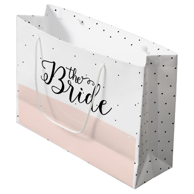 Bolsa De Regalo Grande Patrón de puntos negros banda rosa (Angulo Anverso)