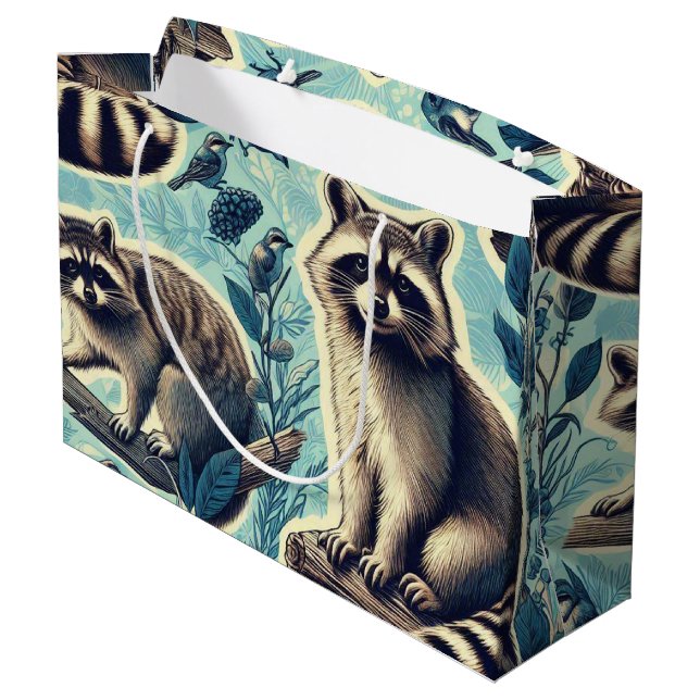 Bolsa De Regalo Grande Patrón de Racoon Cuto (Angulo reverso)