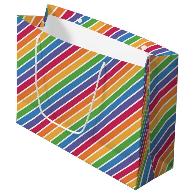 Bolsa De Regalo Grande Patrón de rayas arco iris (Angulo Anverso)