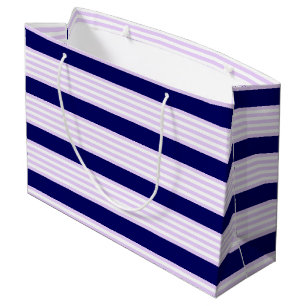 Bolsa De Regalo Grande Patrón de rayas de lino y blanco con azul marino