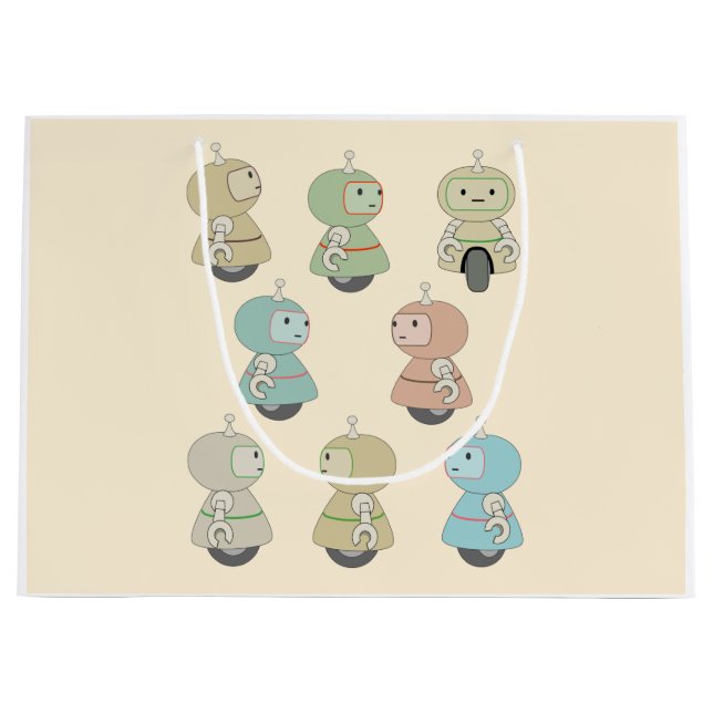 Bolsa De Regalo Grande Patrón de robots retro (Anverso)