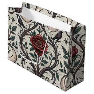 Bolsa De Regalo Grande Patrón de rosa gótica oscura (1)