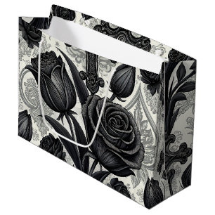 Bolsa De Regalo Grande Patrón de rosa gótica oscura (2)