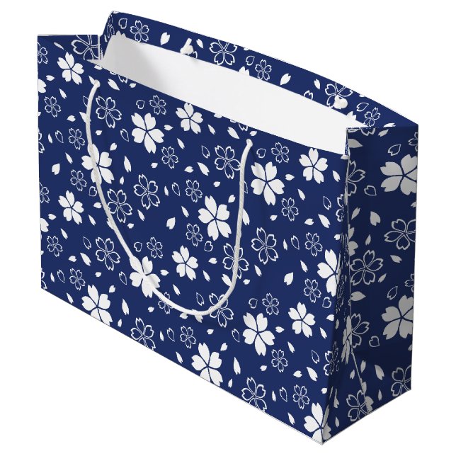 Bolsa De Regalo Grande Patrón de Sakura Azul (Angulo reverso)