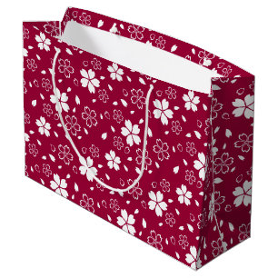 Bolsa De Regalo Grande Patrón de Sakura Rojo