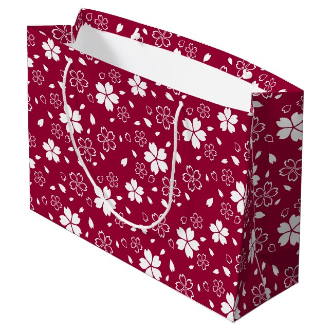 Bolsa De Regalo Grande Patrón de Sakura Rojo (Angulo reverso)