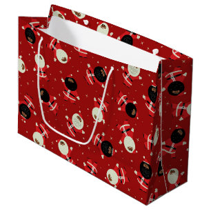 Bolsa De Regalo Grande Patrón de Santa Fiesta negro suave sobre fondo roj