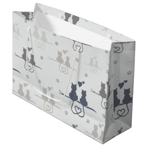 Bolsa De Regalo Grande Patrón de silueta animal moderna para gatos con am