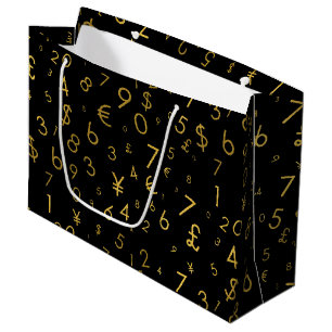Bolsa De Regalo Grande Patrón de símbolos de moneda de números de lujo de