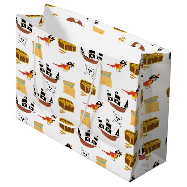 Bolsa De Regalo Grande Patrón de tema del escudo Pirata (Angulo Anverso)